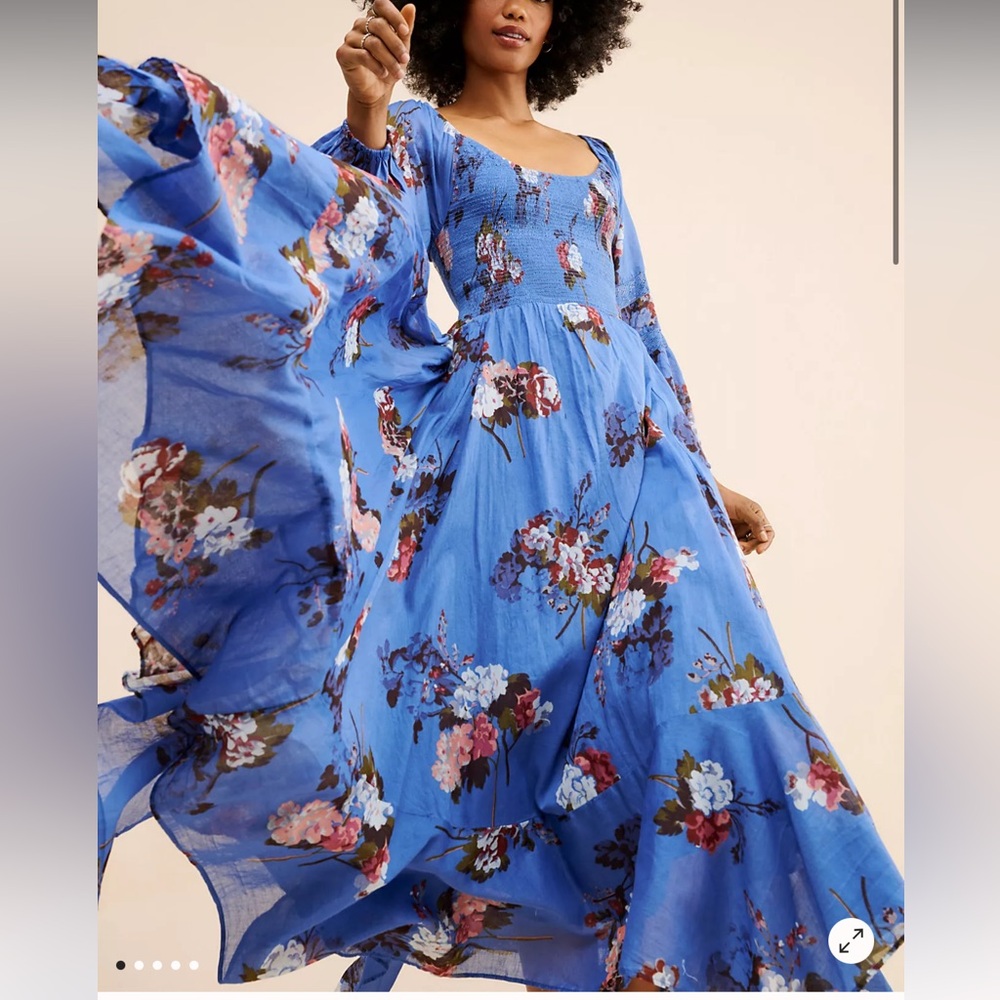 Free People Blue Bishop Sleeve Sundress
